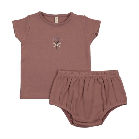 Lil Legs Bouquet Graphic Short Sleeve Set With Bloomers