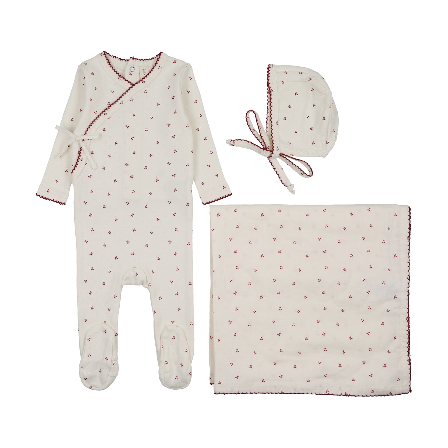 Lil Legs Cherry Scallop Layette Set