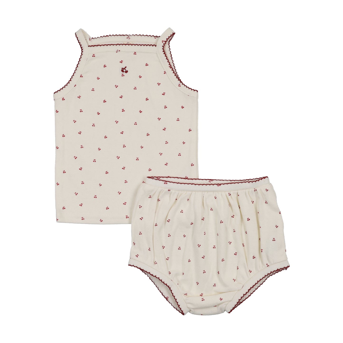 Lil Legs Cherry Pointelle Tank Set