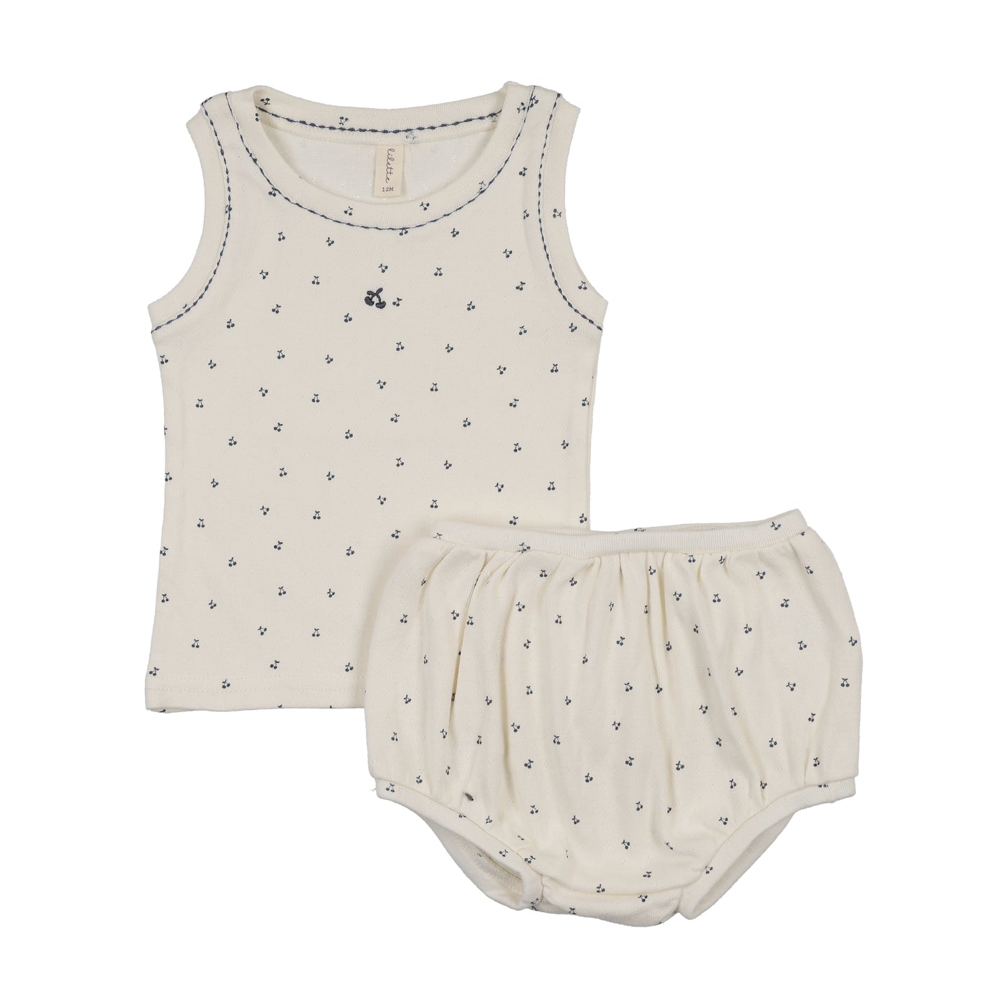 Lil Legs Cherry Pointelle Tank Set