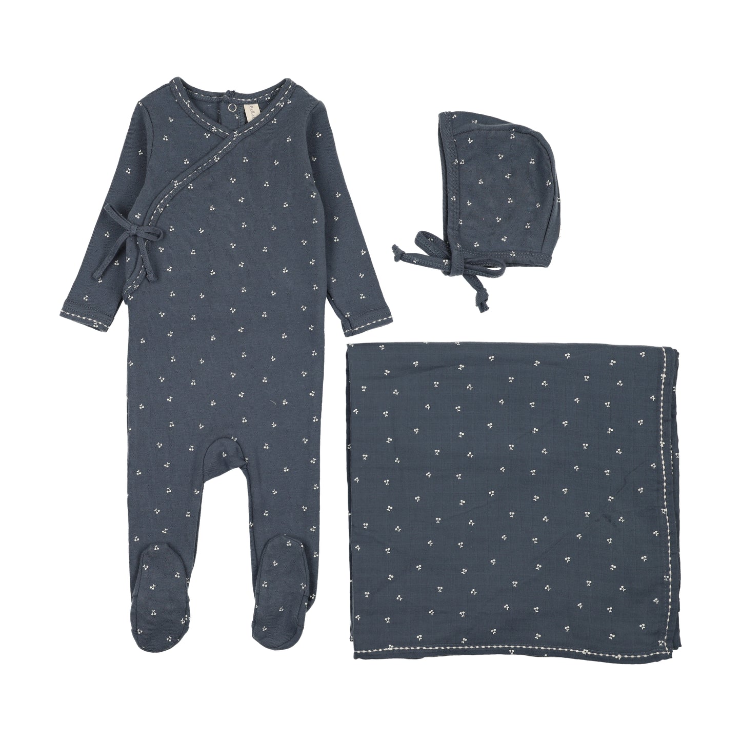 Lil Legs Cherry Scallop Layette Set