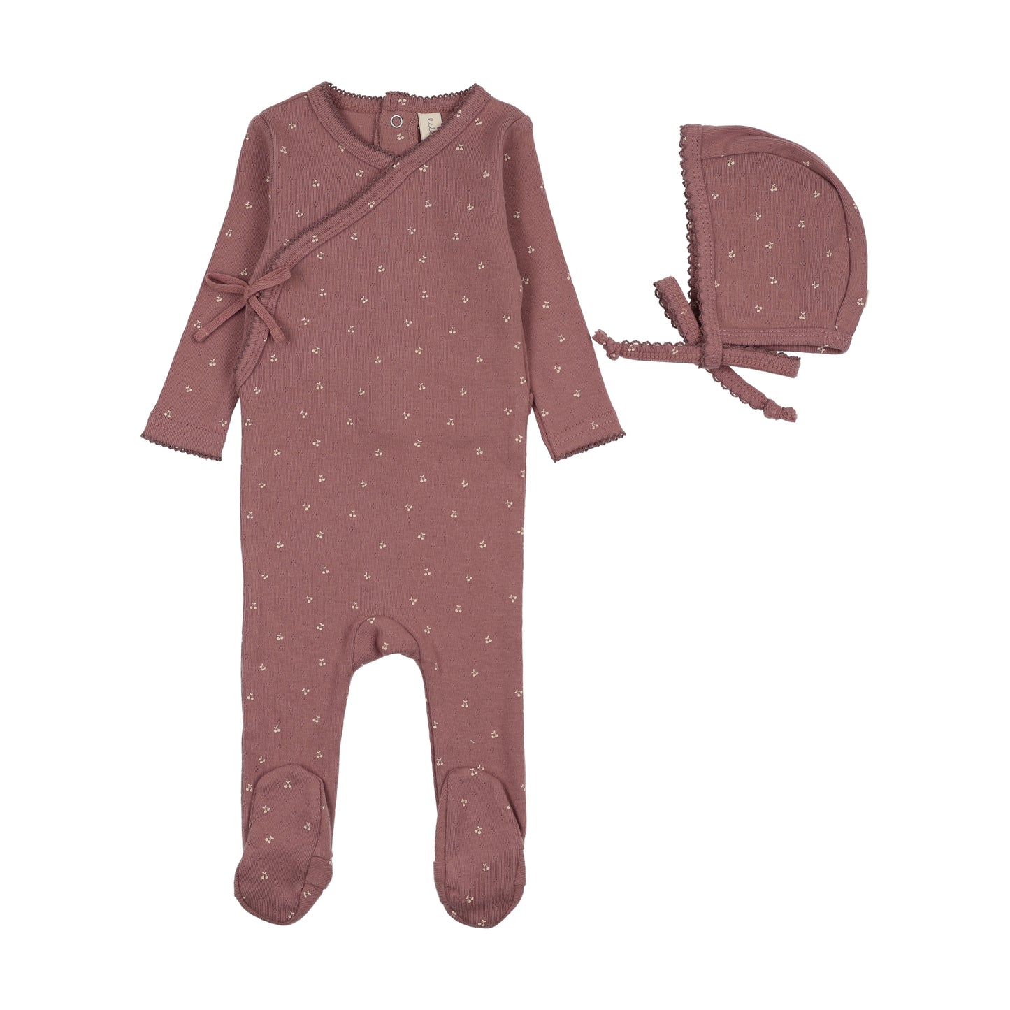 Lil Legs Cherry Scallop Footie Set
