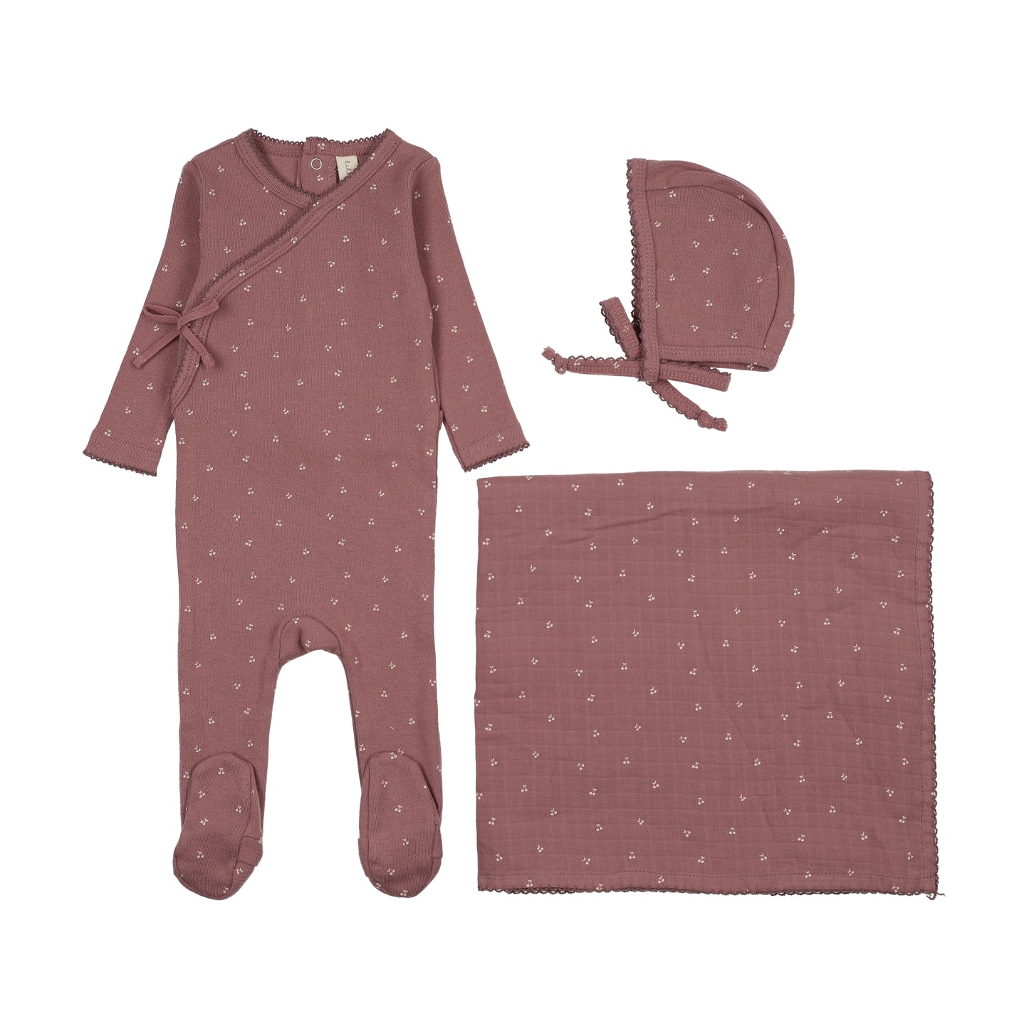 Lil Legs Cherry Scallop Layette Set