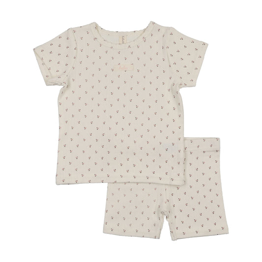 Lil Legs Floret Print Short Sleeve Lounge Set