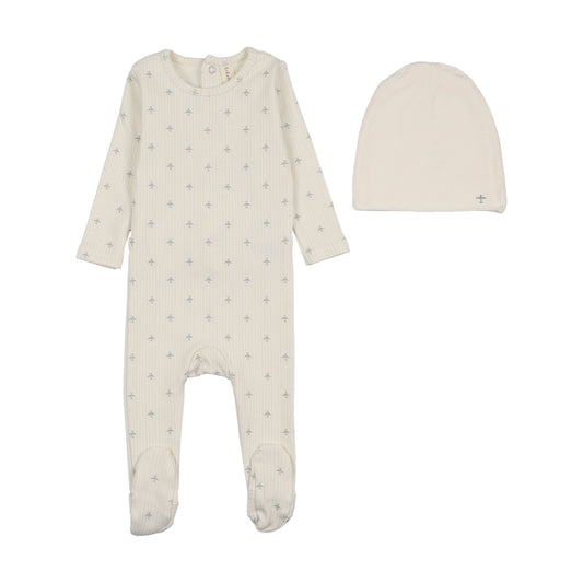 Lil Legs Striped Planes Footie Set
