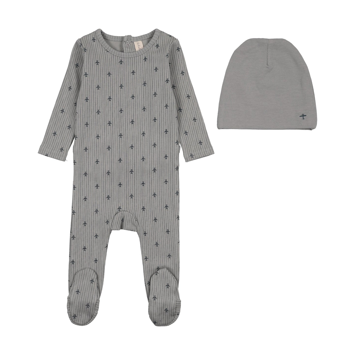 Lil Legs Striped Planes Footie Set