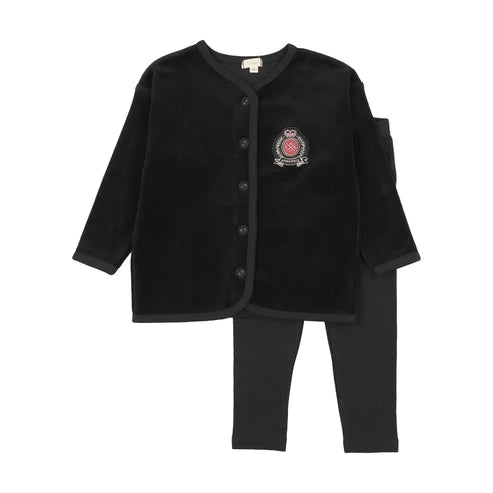Lil Legs VELOUR CREST LOUNGE SET