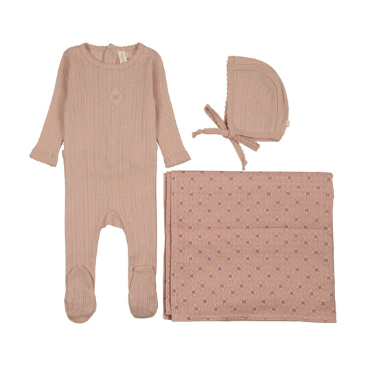 Lil Legs Geo Floral Embroidered Layette Set