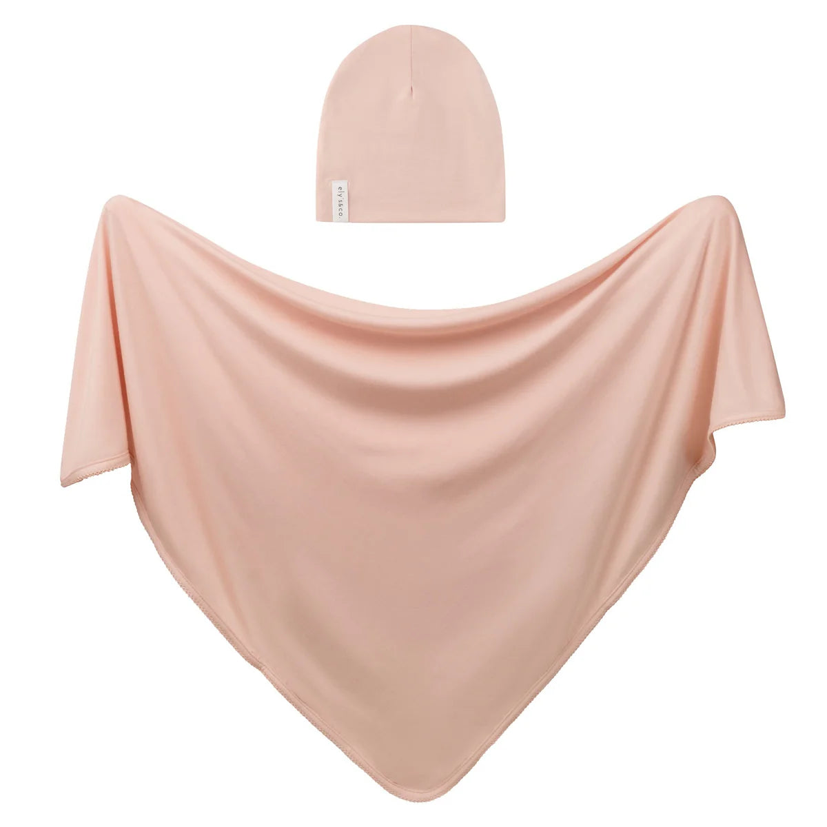 Ely's & Co. - Modal Jersey Swaddles 40" With Scallop + Beanie