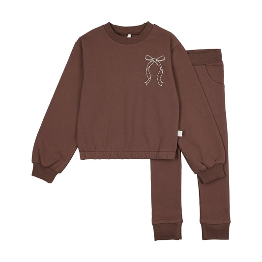 Pouf Bow Rosy Brown Sweatsuit