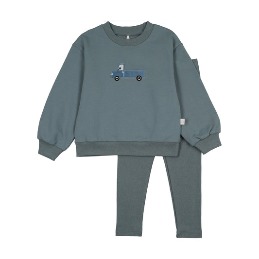 Pouf Blue Truck Set