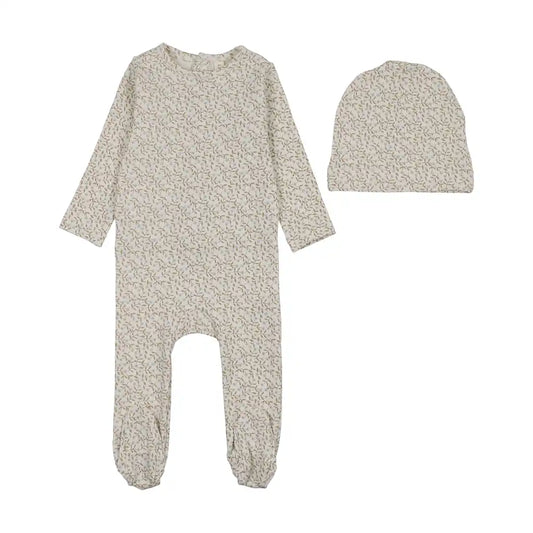 Lil Legs DAHLIA VINES PRINT FOOTIE SET