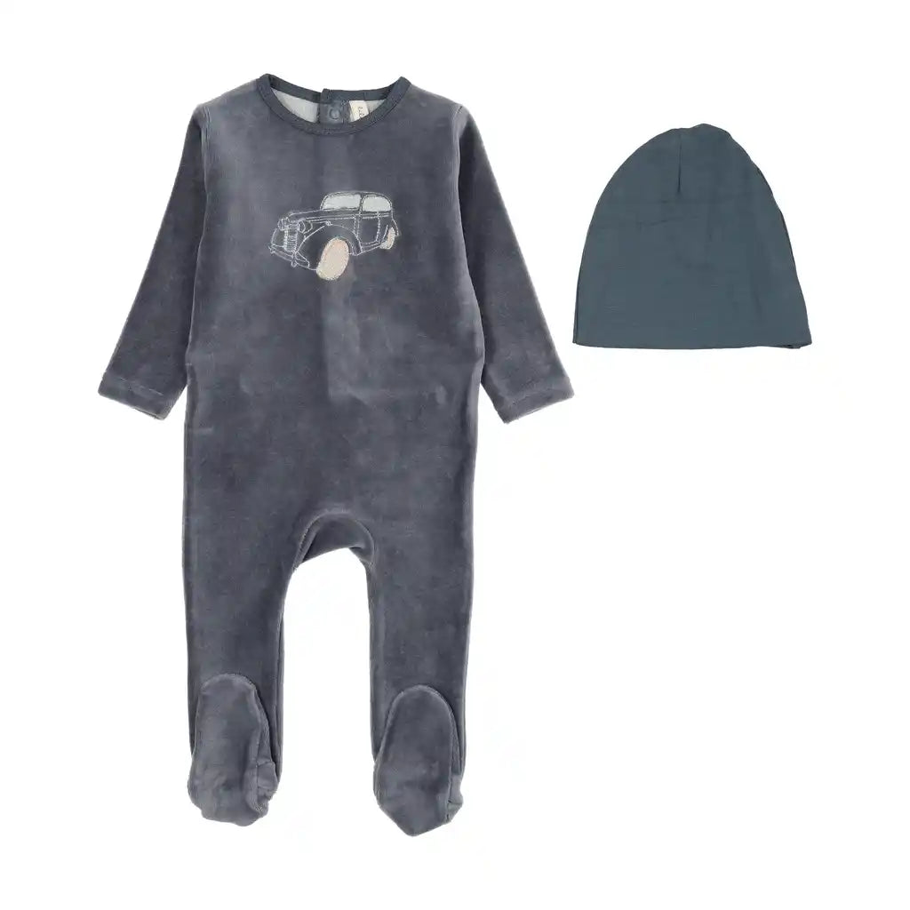 Lil Legs STITCHED GRAPHIC VELOUR FOOTIE SET