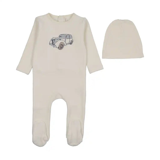 Lil Legs STITCHED GRAPHIC VELOUR FOOTIE SET