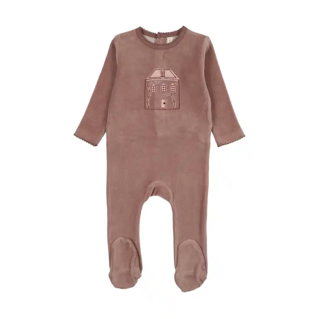 Lil Legs STITCHED GRAPHIC VELOUR FOOTIE
