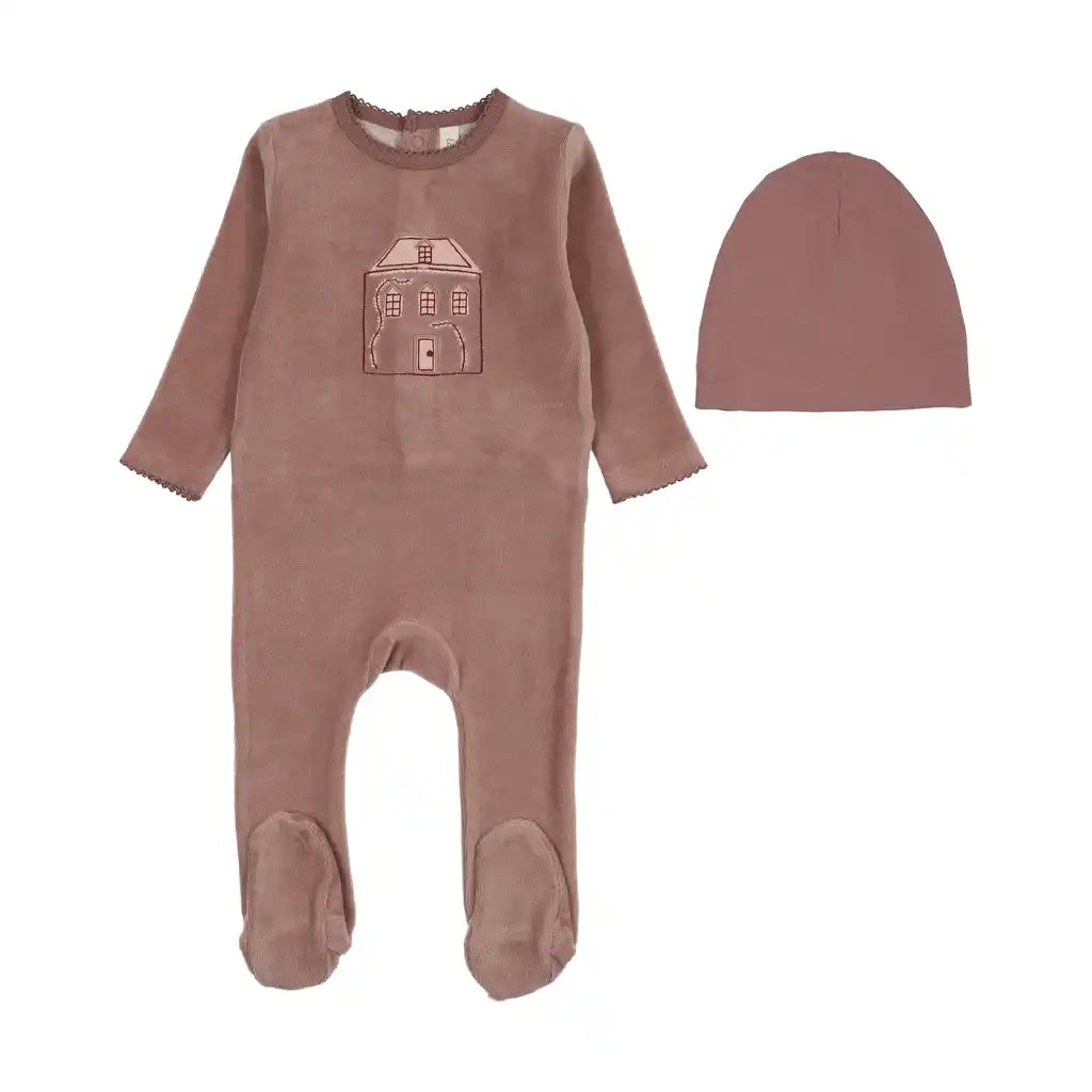 Lil Legs STITCHED GRAPHIC VELOUR FOOTIE SET
