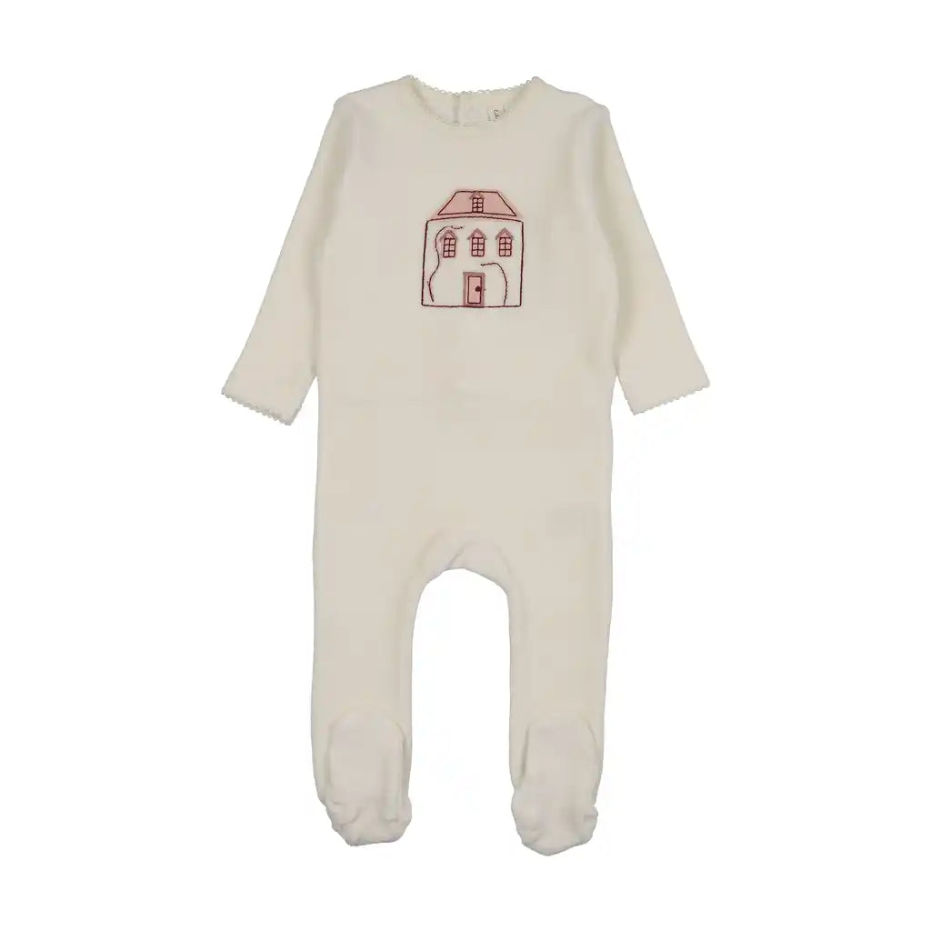 Lil Legs STITCHED GRAPHIC VELOUR FOOTIE