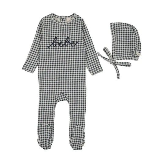 Lil Legs GINGHAM BEBE FOOTIE SET