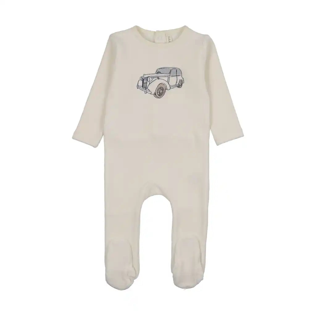 Lil Legs STITCHED GRAPHIC VELOUR FOOTIE