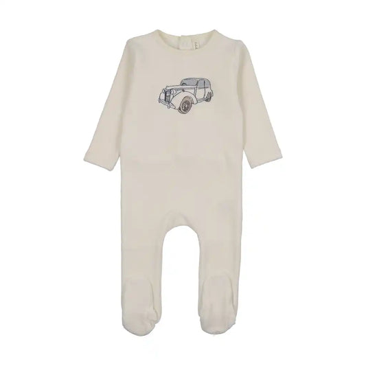 Lil Legs STITCHED GRAPHIC VELOUR FOOTIE