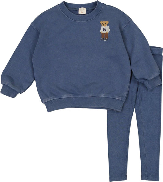 Lil Legs EMBROIDERED BEAR SWEATSHIRT SET