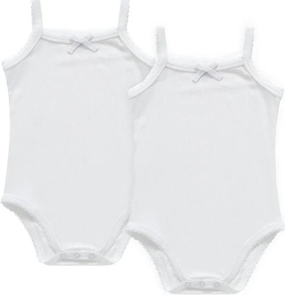 Petit Clair - Ribbed Spaghetti Strap Bodysuit With Bow