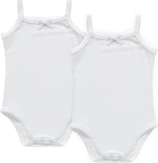 Petit Clair - Ribbed Spaghetti Strap Bodysuit With Bow