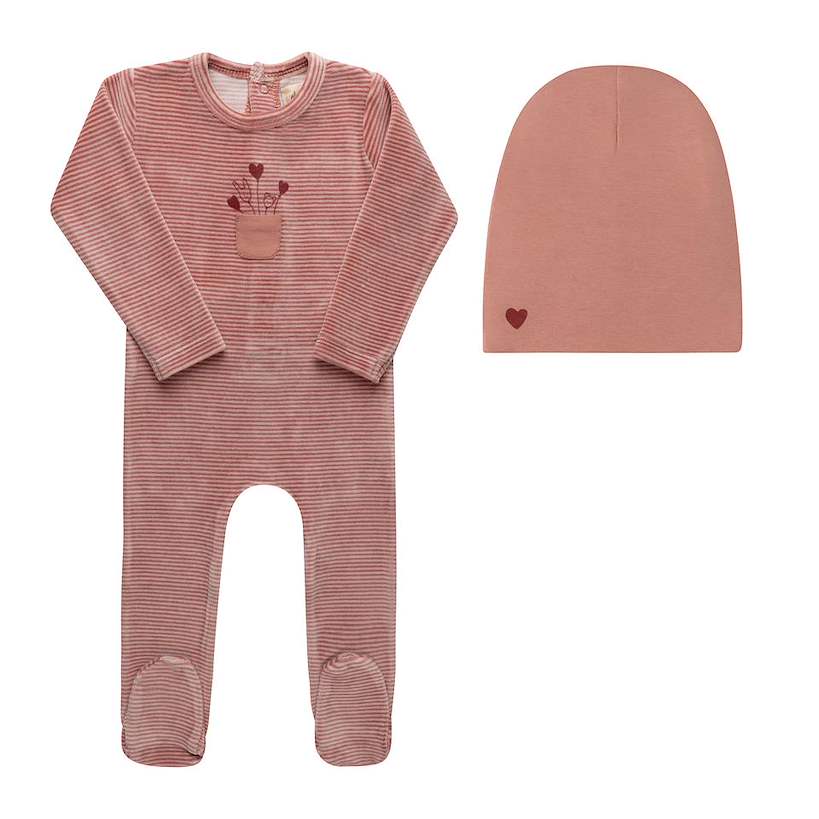 Elys Stripe Collection Footie & Beanie