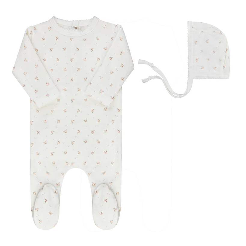 Elys Rosebud Diamond Collection Footie & Bonnet