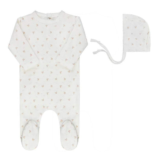 Elys Rosebud Diamond Collection Footie & Bonnet