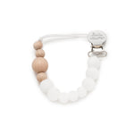 Loulou Lollipop - Colour Block Silicone & Wood Pacifier Clip Snow White
