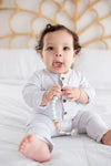 Loulou Lollipop - Colour Block Silicone & Wood Pacifier Clip Snow White