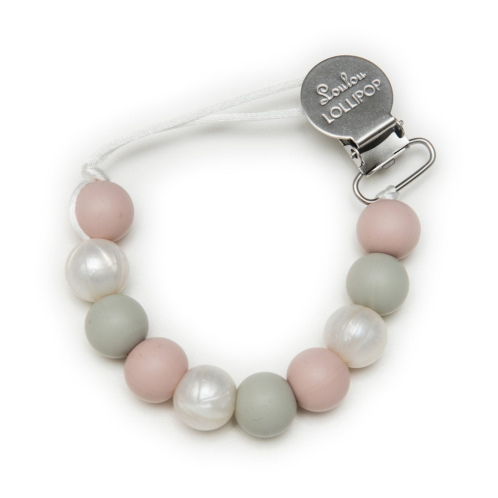 Loulou Lollipop - Lolli Silicone Pacifier Clip Rose Gray