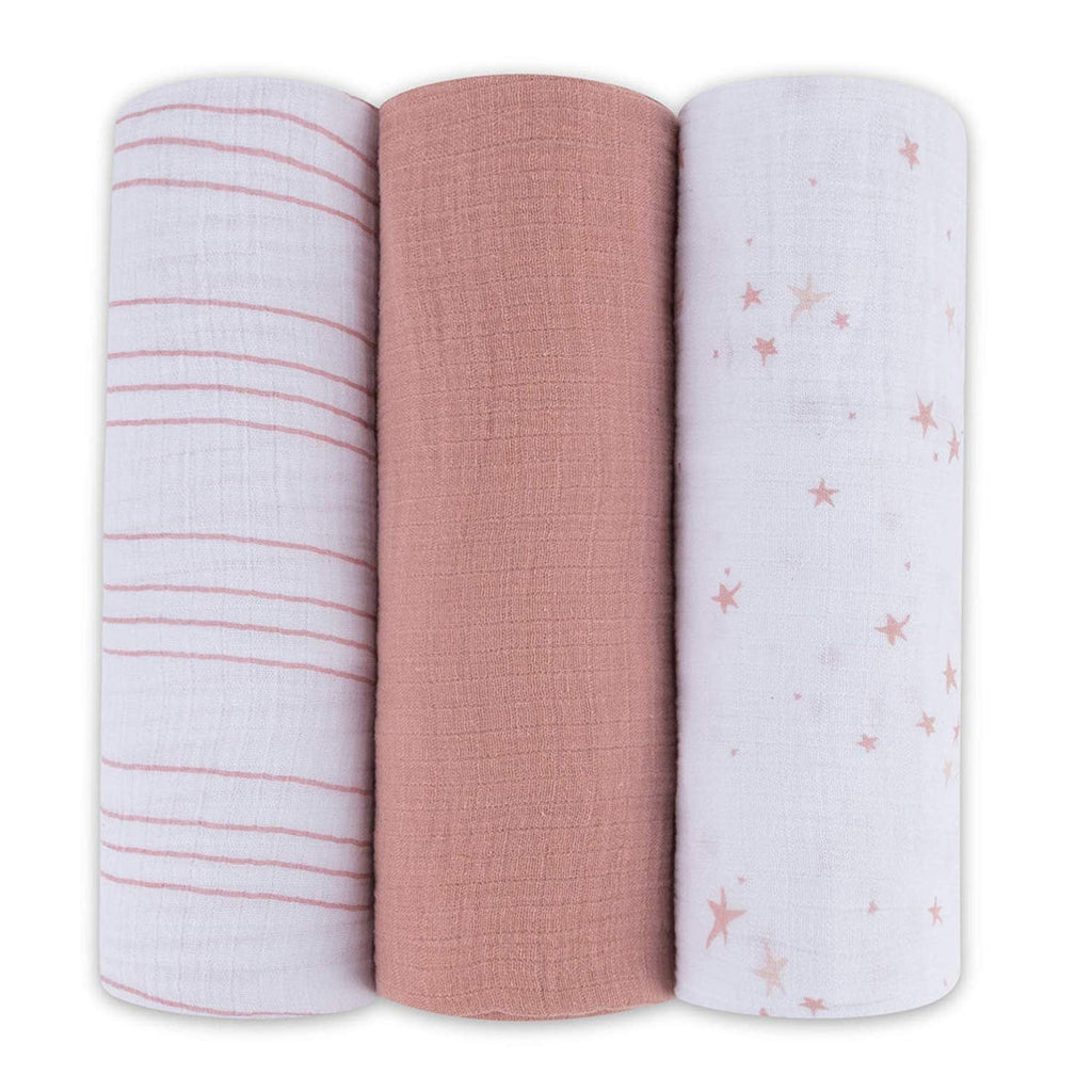 Ely's & Co Cotton Muslin Swaddle Blanket - 3 Pack